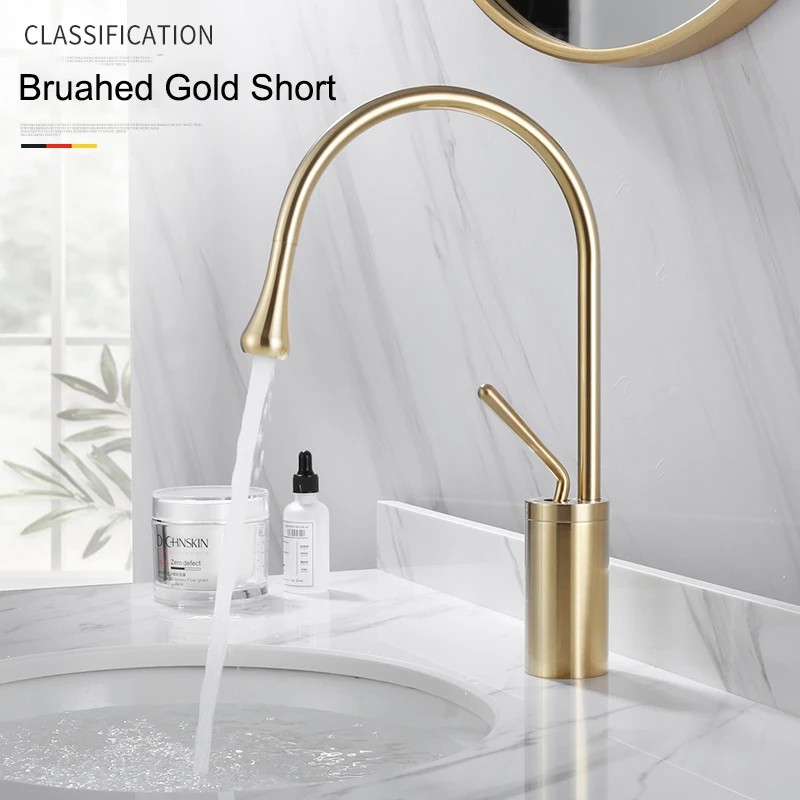 Basin Faucet Hot & Cold Water Mixer Deck Mounted Tap for Bathroom