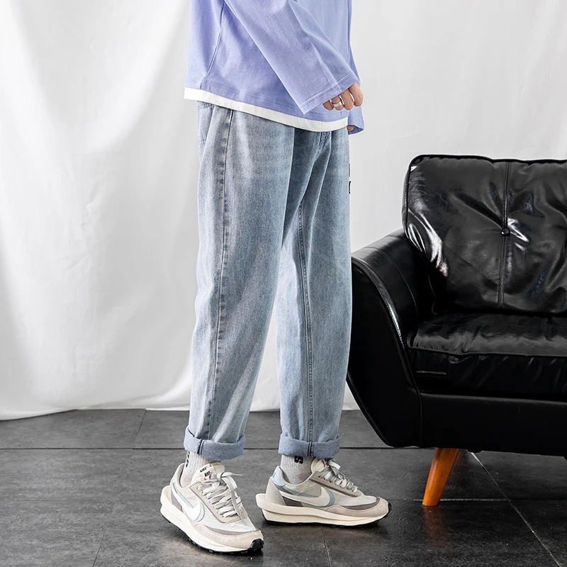 Blue Jeans for Men Fashion Classic Baggy Denim Jeans Pants Elasticity Pants Japanese Streetwear Designer Trousers Male Casual