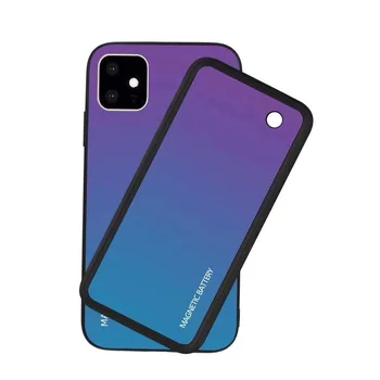 

New Slim Gradient Tempered glass shockproof Wireless Power Case For iPhone 11 Pro Power Bank Case External Charging Back cover