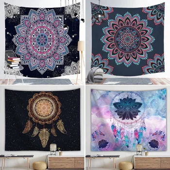 

150x100CM Mandala Polyester Square Tapestry Wall Hanging Carpet Throw Yoga Mat Beach Towel Bath Towel Travel Blanket