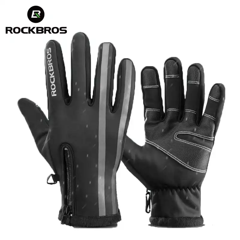 Winter Outdoor Reflective Cycling Fullfinger Gloves Windproof Fleece Thermal New
