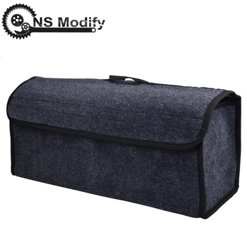 

NS Modify Car Soft Felt Storage Box Trunk Bag Vehicle Tool Box Multi-use Car Organizer Bags Carpet Folding Emergency Box Grey