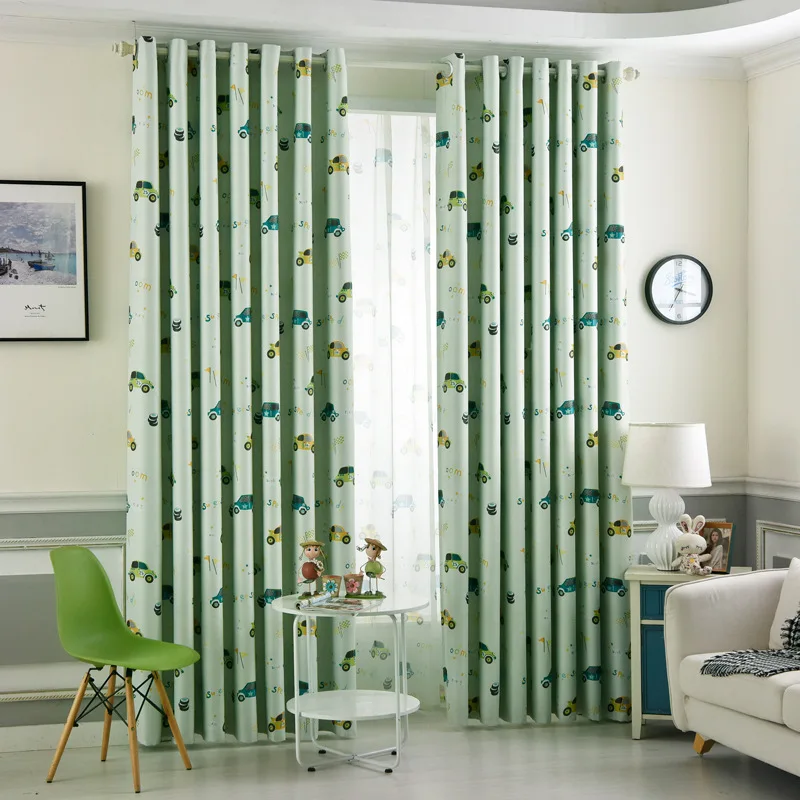 

Nursery Cartoon Car Children Boys Blackout Curtains Treatment Baby Room Drapes Curtains for Kids Bedroom