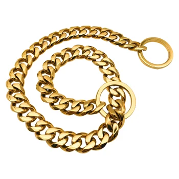 

15mm Stainless Steel Dog Chain Metal Training Pet Collars for Large Dog Bulldog Gold Silver Slip Dog Collar