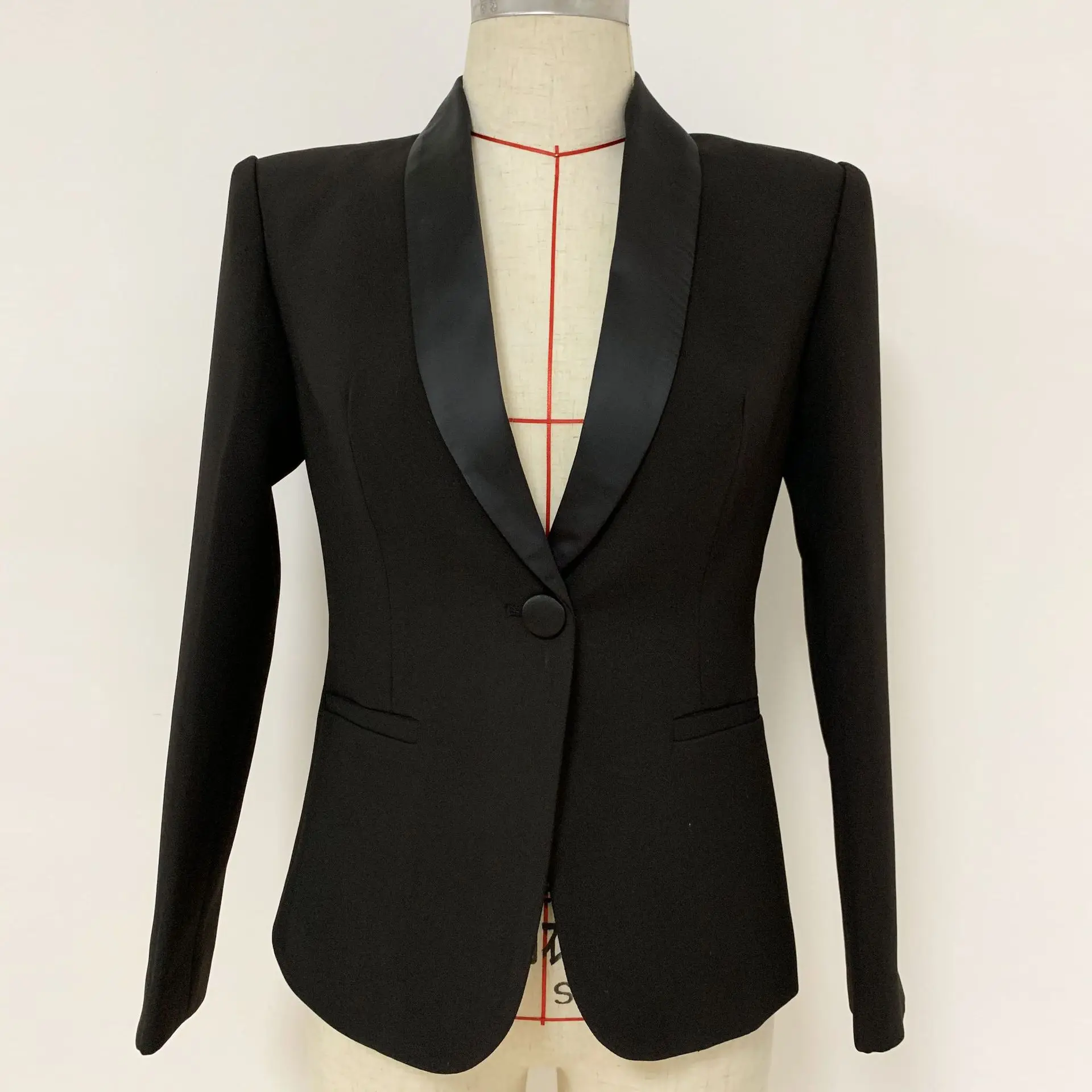 Women Blazers Elegant Office Ladies jacket Shawl Collar Single Button Blazers Plus Size Slim Black White Blazer chaqueta mujer