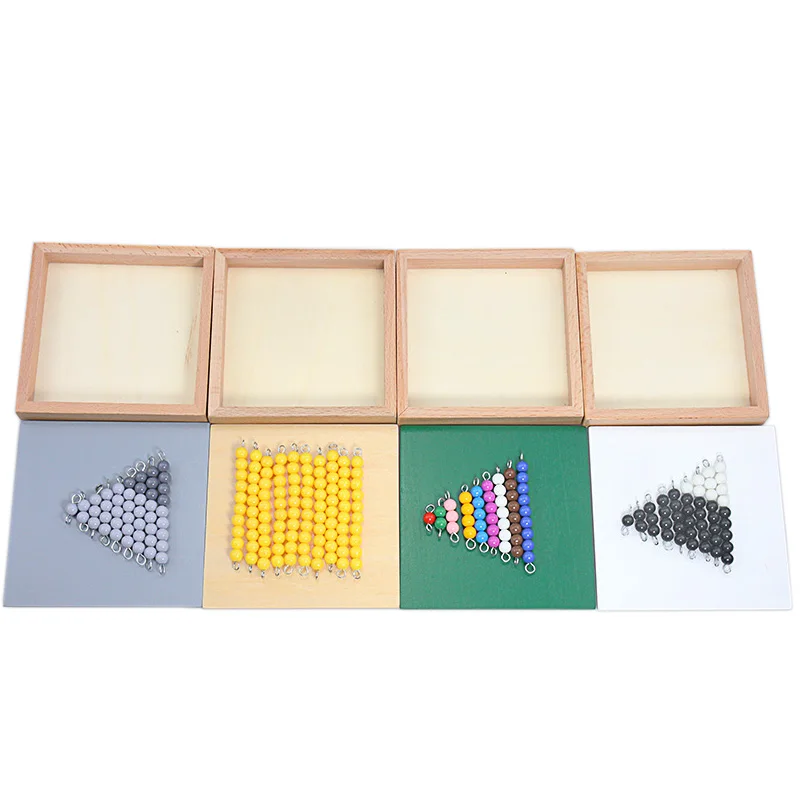 Montessori Mathematics Toy Subtraction Snake Game 4Pcs Wooden Box Colored Counting Beads 1-10 Math Toys for Student Educational