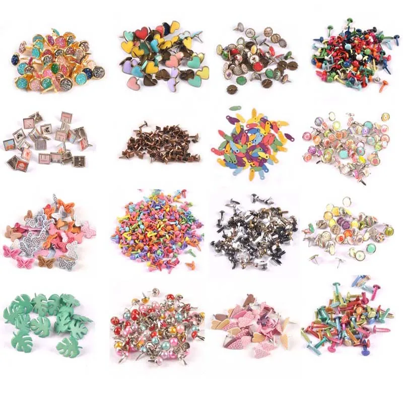 Mixed Round Scrapbooking Embellishment Fastener Brads Metal Crafts For Diy handmade shoes Decoration