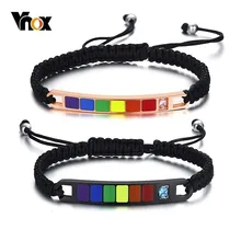 Vnox браслеты для мужчин и женщин из нержавеющей стали с CZ камнем Регулируемая длина ручной работы