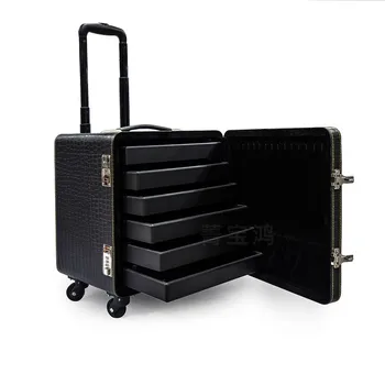 

Universal wheel jewelry trolley case Portable Jewelry Storage box Luggage With Wheels for salesman