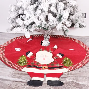 

Christmas Tree Skirt Christmas Floor Mat Festival Party Scene Decor Santa Claus Doll Thick Plush Christmas Tree Decoration Happy