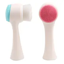 Портативная Мягкая силиконовая двухсторонняя кисть для лица Уход за лицом ручной массажер для лица удаление черных точек поры глубокий очиститель
