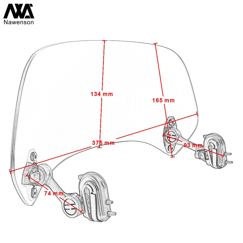  Universal Motorcycle Windscreen Extension Plastic Spoiler Add-On Air deflector Adjustable Aerofoil 