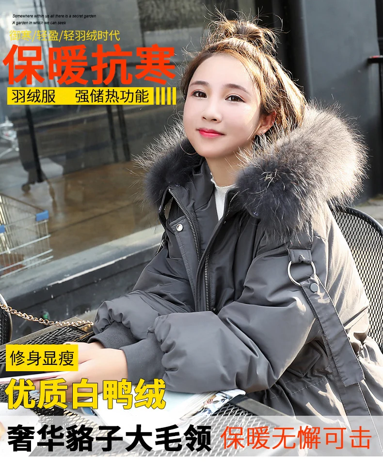 Зимний стиль пуховик женский большой меховой воротник короткий Dongdaemun короткий рост зимнее модное пальто