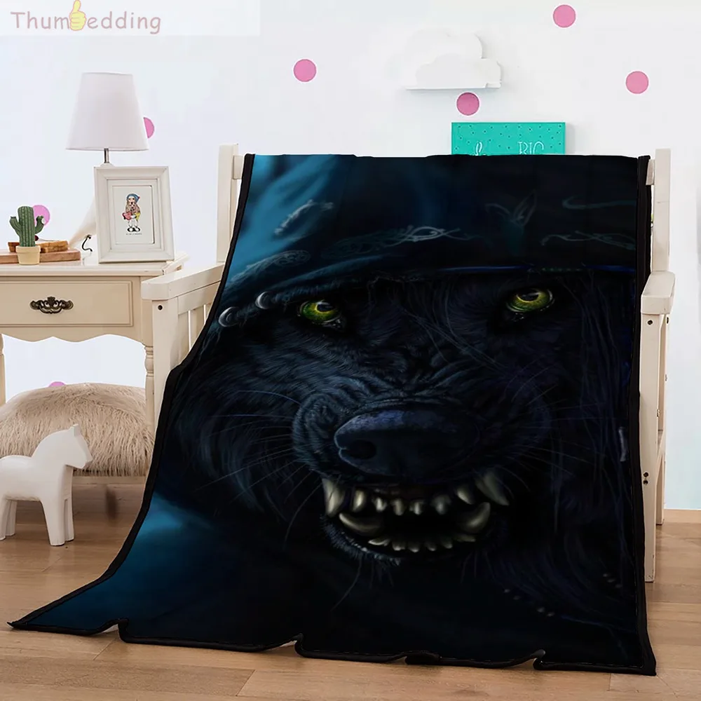 

Thumbedding Ugly Designed Animal 3D Flannel Blanket Lion Golden Teeth Throw Blanket Comfortable Material Soft Touching Bedspread