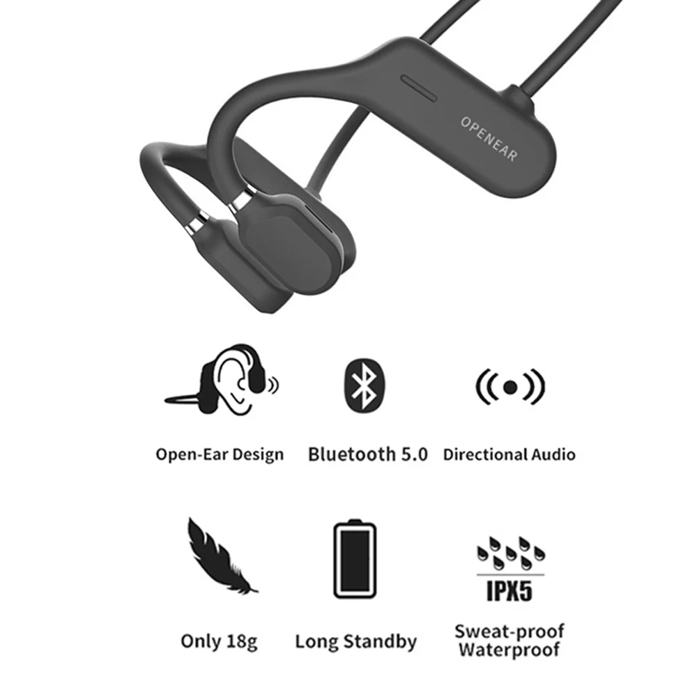 Наушники с костной проводимостью Bluetooth 5 0 беспроводные наушники открытым ухом