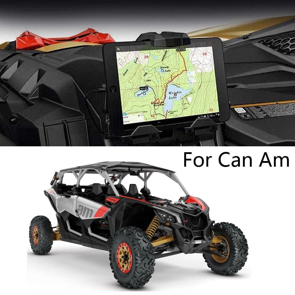 

For Can Am Maverick X3 Models 2017-2021 Electronic Device Holder With Integrated Storage Smartphone Navigation Stand Black