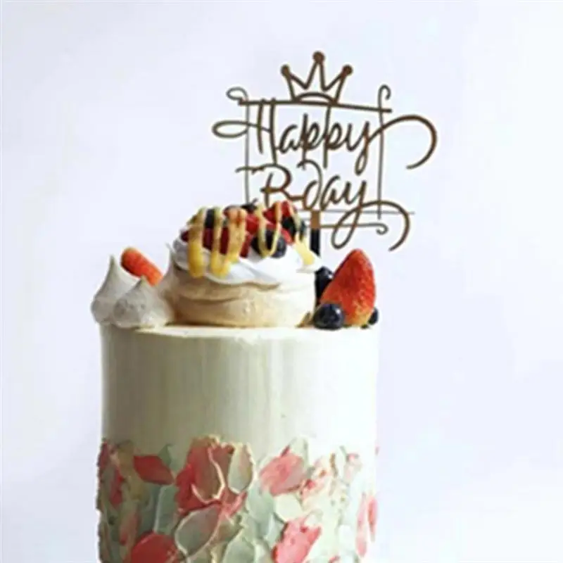 10pcs Creative Happy Birthday Cake Topper Acrylic Cake Topper Picks for Birthday Party(Black) Decorations