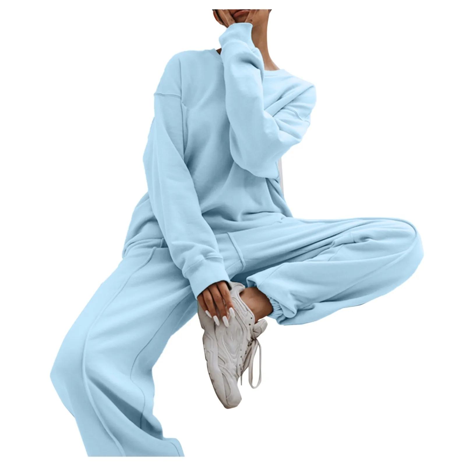 2021 Sportswear Autum Winter Warm Two Piece Set Turtleneck Tops + Sweat Pants Women Matching Sets Clothing 2 Piece Outfit 2