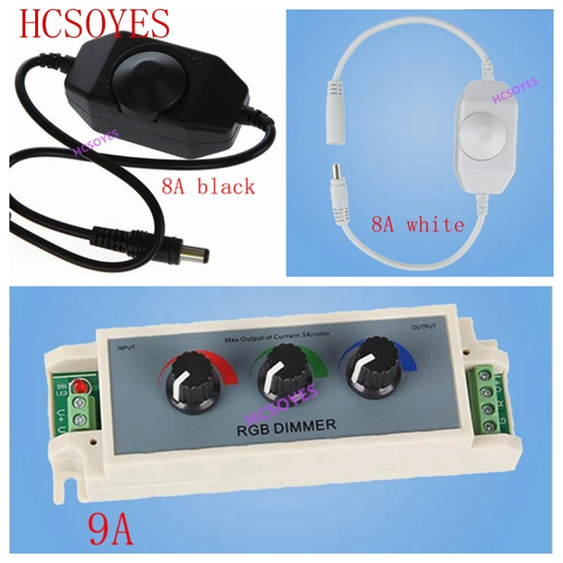 DC12V-24V 8A/9A ШИМ ручка ручного 3key rgb светодиодный диммер для 5050 Светодиодная лента RGB светодиодный модуль светодиодный строка аксессуары диммеры переключатель