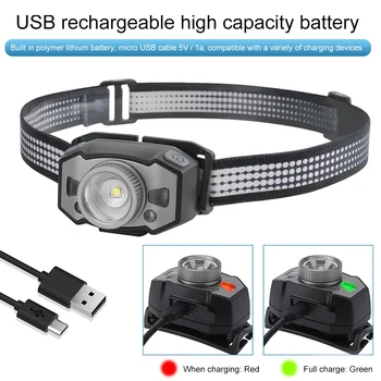 

5 Modes Running Mini Portable Head Lamp Outdoor Fishing Super Brightness Hunting IPX5 Waterproof Camping Led USB Rechargeable