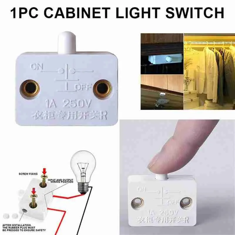 2 Pcs Wardrobe Cabinet Light Automatic Reset switch Push-Pull door 202A  PPB