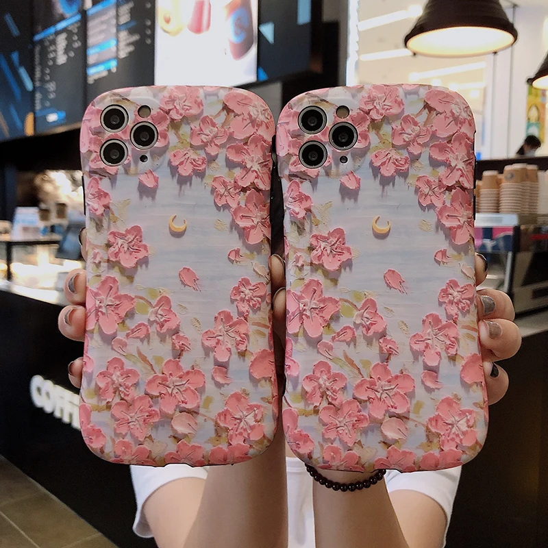 Красивый розовый чехол для телефона с цветком вишни iphone 11 Pro Max 7 8 plus SE X XR XS мягкий