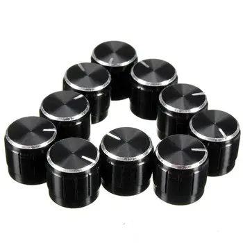 

10PCS/Lot Black 6mm Potentiometer knobs Caps Knurled Shaft Potentiometer Control Knob Diameter 15mmx17mm Aluminum Switch Knob