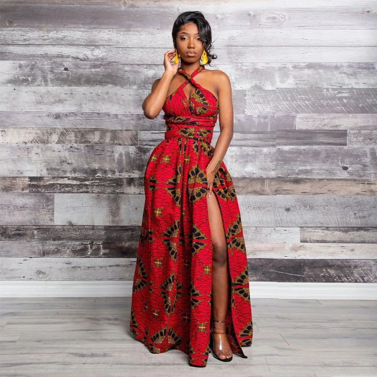 Longue robe africaine wax pour femmes 90