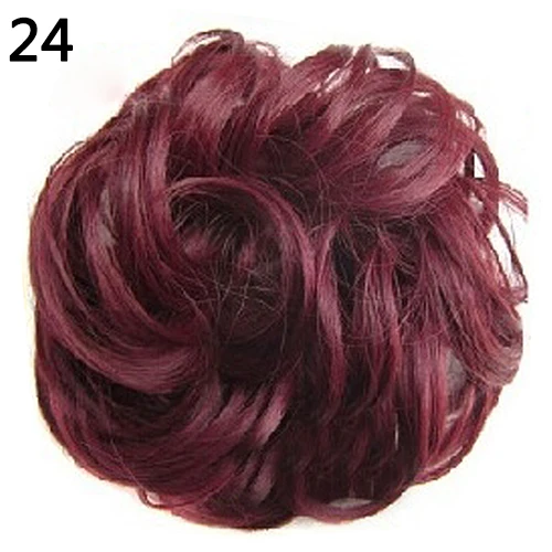 Женские волнистые вьющиеся грязные волосы пучок синтетических эластичных волос для наращивания волос резинки для волос лента шиньон парик для волос - Цвет: 24