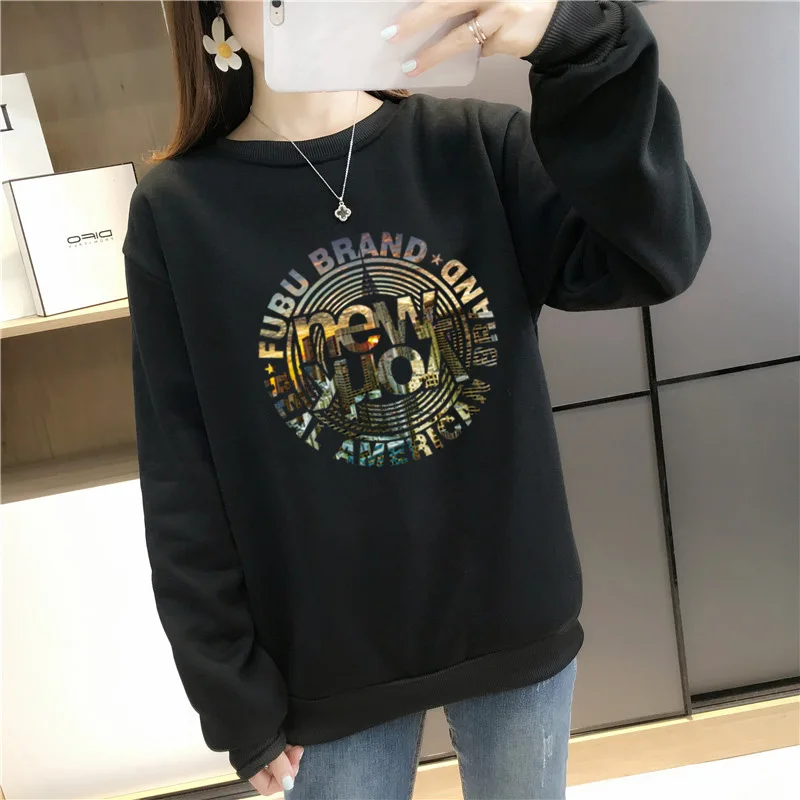 New Promotion Long Sleeve O-Neck Women Sweatshirt Cute Slogan Print Woman's Sweathshirt Lightweight Hoody |