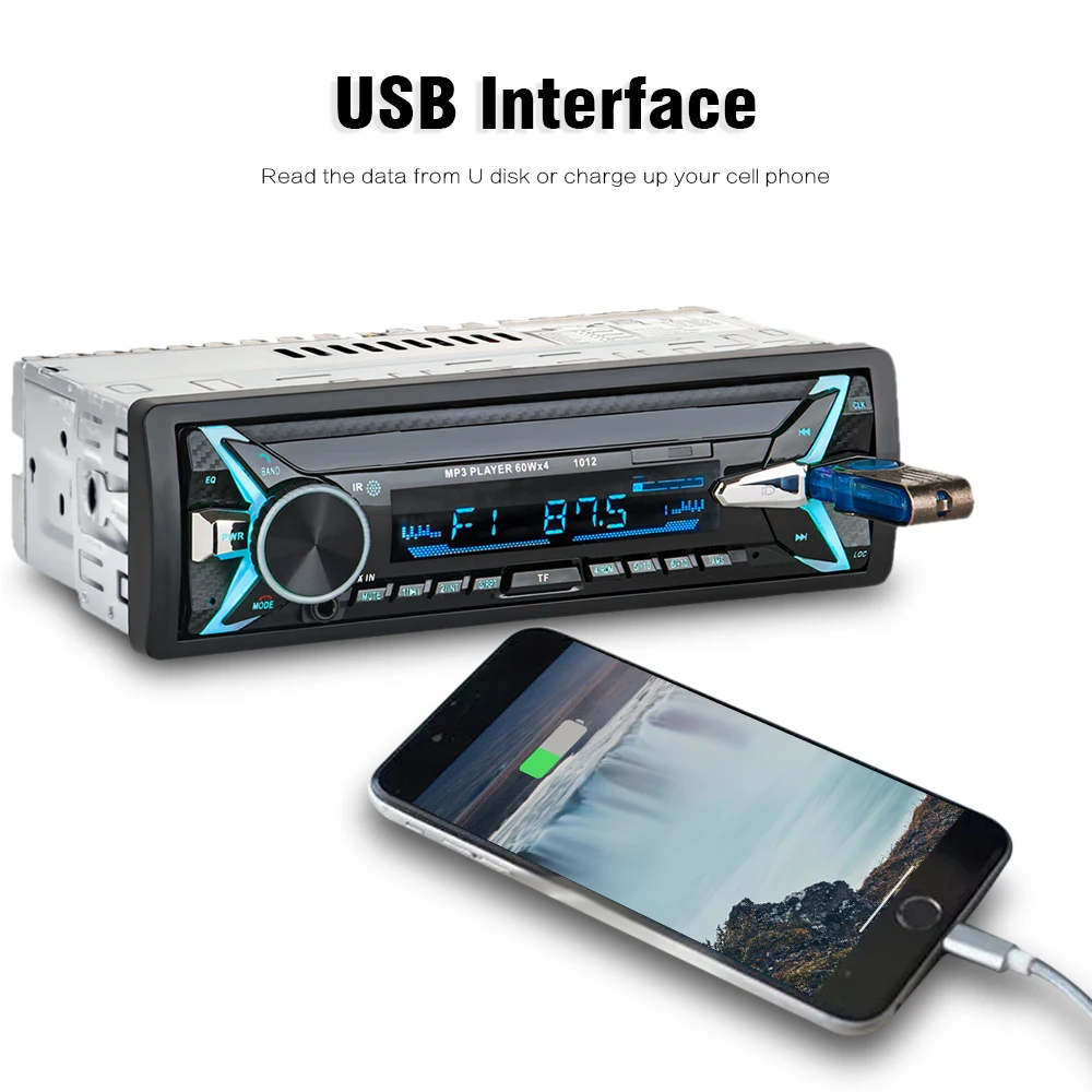 Автомобильный MP3-плеер Bluetooth 3,0 Мультимедийная система 87,5-108,0 МГц fm-радио USB интерфейс с подсветкой с пультом дистанционного управления