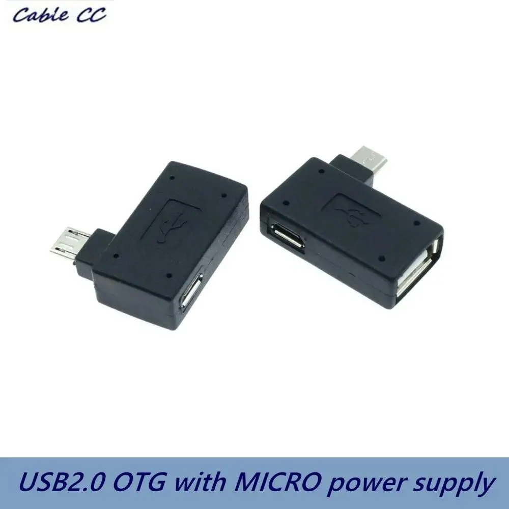 Микро адаптер USB 2 0 мама папа Micro OTG источник питания 2018 порт 90 градусов левый