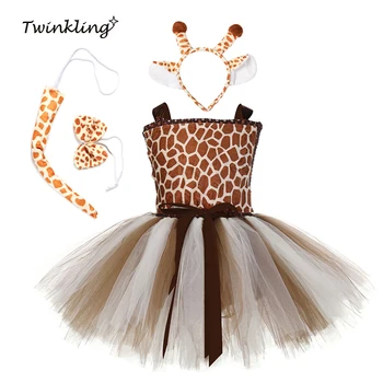 

1Set Giraffe Girls Tutu Dress Outfit Zoo Animal Kids Halloween Costumes Toddler Baby Girl Fancy Performance Birthday Party Dress