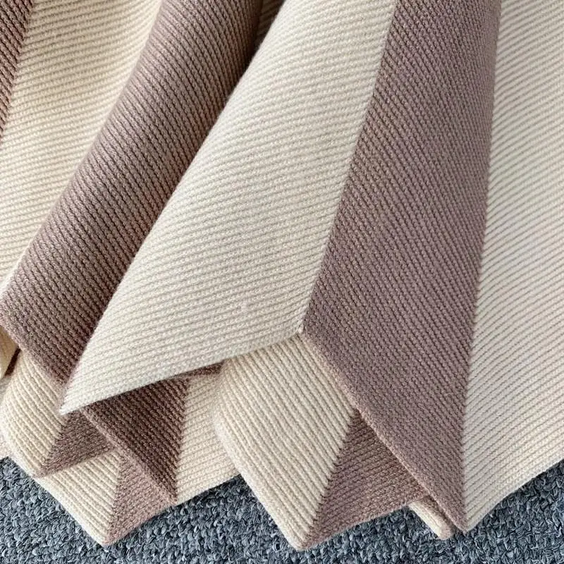 Женская Осенняя эластичная полосатая цветная трикотажная юбка, Женская плиссированная юбка с высокой талией, элегантные юбки трапециевидной формы в стиле ампир