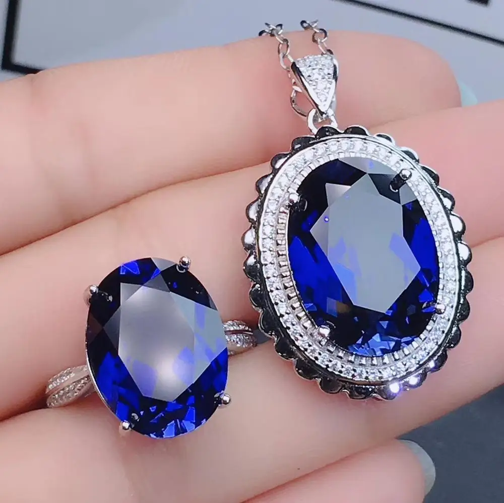 RICKI Fine jewelry натуральный сапфир женский драгоценный камень кулон ожерелье кольцо