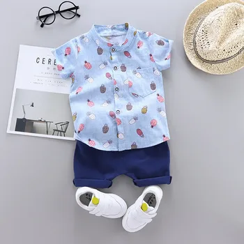 

2020 summer new kids clothing children's clothes Boy sets print shirt short sleeve + shorts Baby boy set