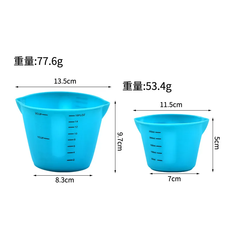 Bakery Soft Measuring Cup Double Discharge Spout Silica Gel Measuring Cup Measuring Cup High-temperature Resistant Baking with M
