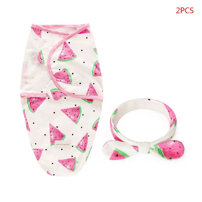 2 Pcs/set Fashion Baby Newborn Cotton Blanket Sleeping Bag Headband Set Infants Swaddle Rabbit Ear Hair Accessories