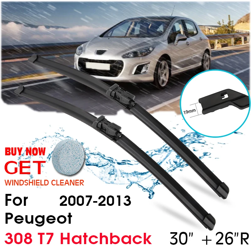 

Car Wiper Blade Front Window Windshield Rubber Silicon Refill Wipers For Peugeot 308 T7 Hatchback LHD / RHD 2007-2013 30"+26"R