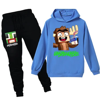 

blue Boys Girls autumn suit UNSPEAKABLE Cartoon Clothes Sweatshirts Long Sleeve+trousers Christmas Shirt Game Creeper jojo siwa