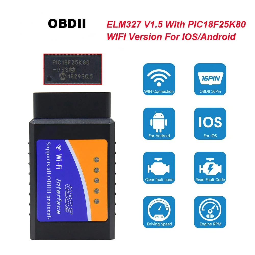 

ELM327 V1.5 OBD2 Scanner Bluetooth/wifi PIC18F25K80 Car Diagnostic Tool for Android IOS Mini ELM 327 OBD OBDII Code Reader