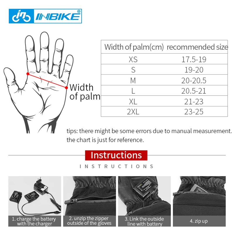 INBIKE Winter Motorcycle Heated Gloves USB Rechargeable Leather Thermal Glove Cycling Riding Motorcyclist Waterproof Accessories