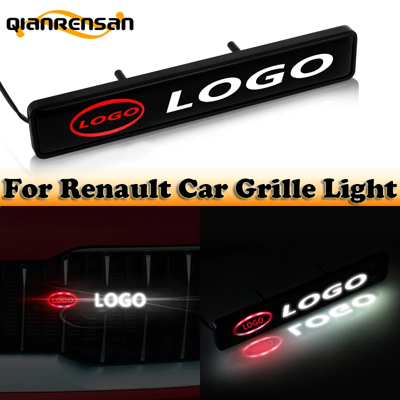

ABS Chrome Grille Emblem Badge LED lights Car Logo Sticker For Renault 2 Button Clio Scenic Megane Duster Sandero Captur Twingo