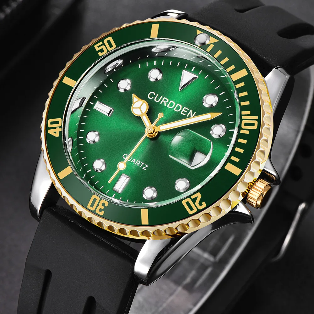 

Gift Clock Creative Green Dial Watch Men With Calendrier Relogio Masculino Man Watches New Brand Luxury Suitable Everyone 2019