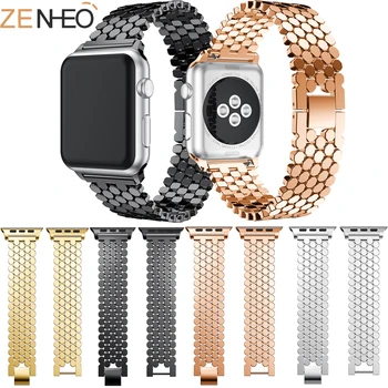 

For Apple Watch bands series 4/3/2/1 link bracelet 40mm 38mm 42mm 44mm men women metal watch Straps watchband with Rhinestone