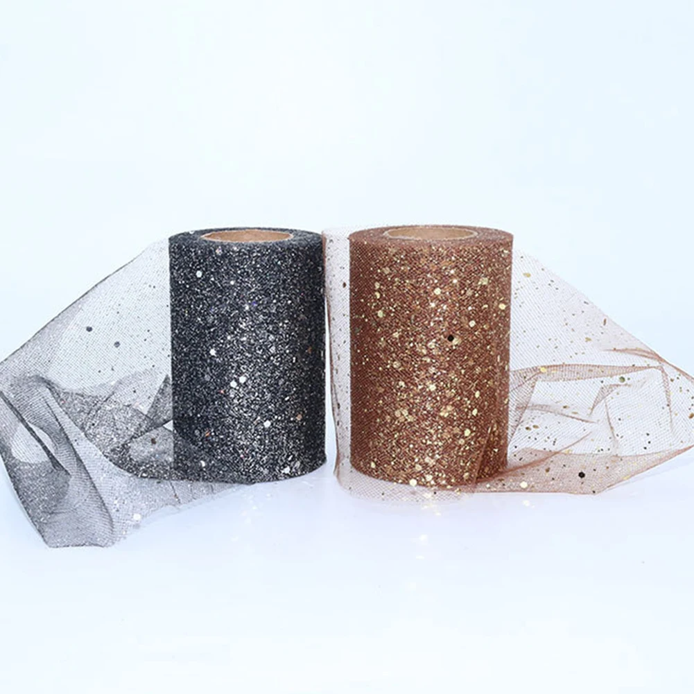 Fabric Mesh Yarn Sequin Net Fabric Tulle Spool Rolls Weddings Party Costume Decoration