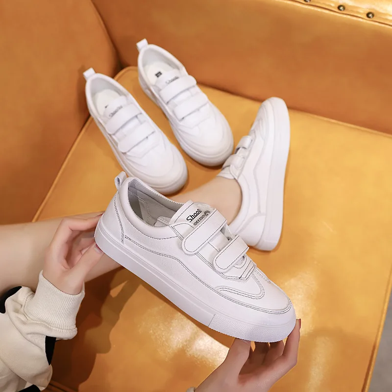 

2019 New Style Velcro Shoes White Women's Versatile Thick Bottomed Korean-style Online Celebrity Platform STUDENT'S Shoes Elevat