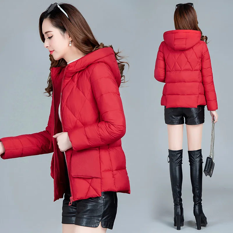 

2019 Winter Korean-style New Style Solid Color Elegant by Age Hooded Non Removable Short with Zipper Slim Fit down Jacket