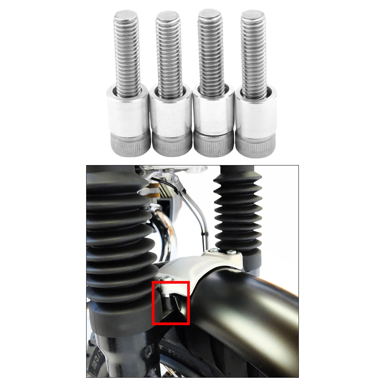 4x CNC Motorcycle Front Fender Raiser Kits Bolts for BMW R nineT Racer