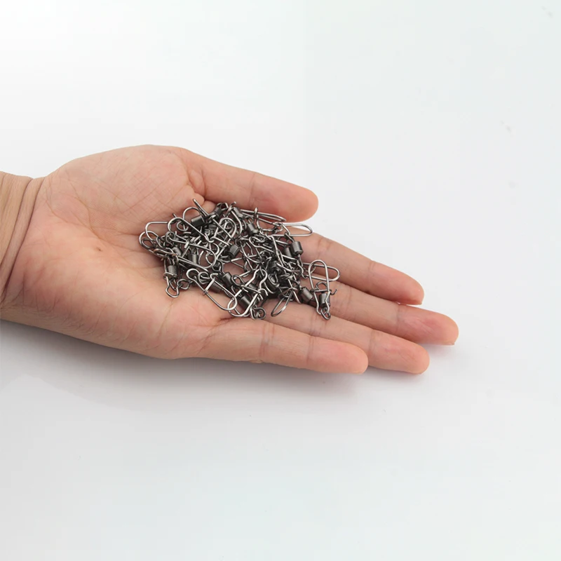 30Pcs 2#-14# Stainless Steel Fishhook Fishing Connector Pin Bearing Rolling Swivel Snap Pins Fishing Tackle Accessories